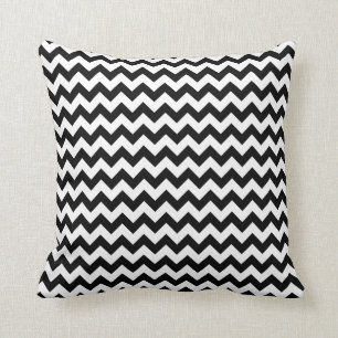 Zwart en wit Klassiek Bold Chevron-ontwerp Kussen
