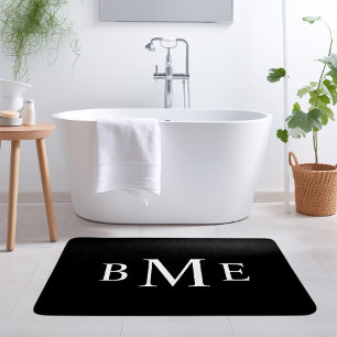Zwart en Wit Klassieke 3 Letter Monogram Initiaal Badmat