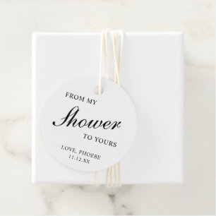 Zwart en wit klassieke elegante bruidsdouche bedankjes labels