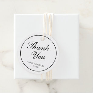 Zwart en Wit Klassieke Elegante Bruiloft Bedankjes Labels