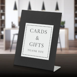 Zwart En Wit Klassieke Moderne Kaarten En Cadeaus Reclamebord Met Voetstuk
