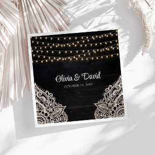 Zwart en Wit Landelijke Elegantie Huwelijksservett Servet