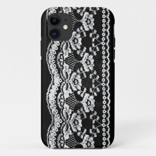 Zwart en wit leder en kant iPhone 11 hoesje