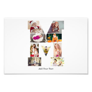 Zwart en wit letter M foto collage Afdruk