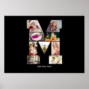 Zwart en wit Letter M foto collage Poster