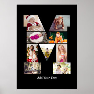 Zwart en Wit Letter M Fotocollage Poster
