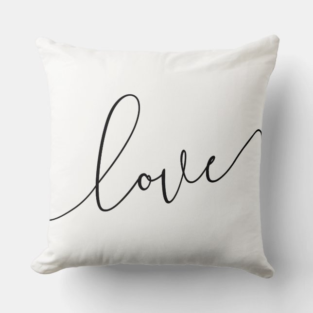 Zwart en Wit Liefde Minimalistisch Kussen (Voorkant)