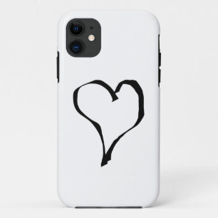 Zwart en wit liefdeshartsontwerp. iPhone 11 hoesje