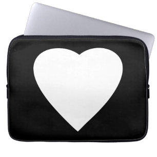Zwart en wit liefdeshartsontwerp. laptop sleeve