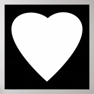 Zwart en wit liefdeshartsontwerp. poster