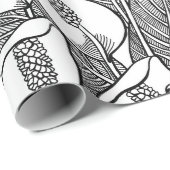 Zwart en wit Lily Pattern Cadeaupapier (Rol Hoek)