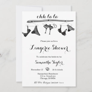 Zwart en wit lingerie douche kaart