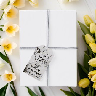 Zwart en wit marmer cadeaulabel