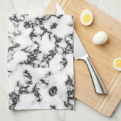 Zwart en wit marmer patroon theedoek (Quarter Fold)