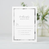 Zwart en wit marmeren kader formeel schrifttype tr RSVP kaartje (Staand voorkant)