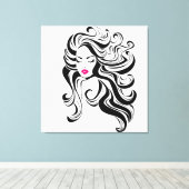 Zwart en wit  meisje canvas afdruk (Insitu (Houten vloer))