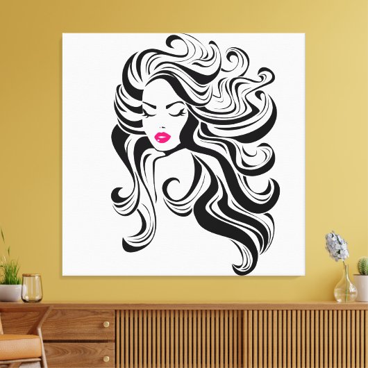 Zwart en wit  meisje canvas afdruk (Insitu (Woonkamer))