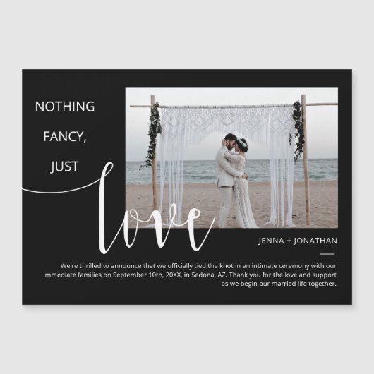 Zwart en wit Mens Minimale Manuscript de Foto Magn Magnetische Uitnodiging (Voorkant)