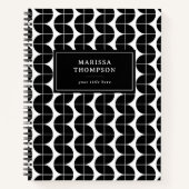 Zwart en wit Mid Century Modern Abstract Custom Notitieboek (Voorkant)