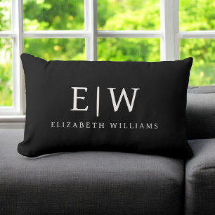 Zwart en Wit Minimalistisch Modern Monogram Kussen