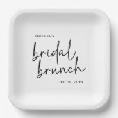 Zwart en Wit Minimalistisch Script Bruidsbrunch Papieren Bordje (Voorkant)