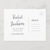 Zwart en wit minimalistisch script slaat de datum aankondigingskaart (Achterkant)