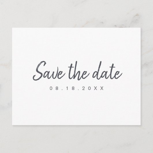 Zwart en wit minimalistisch script slaat de datum aankondigingskaart (Voorkant)