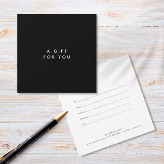 Zwart en Wit Minimalistische Krachtige Cadeaubon