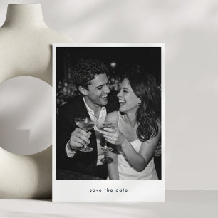 Zwart en Wit Minimalistische Moderne Fotobruiloft Save The Date