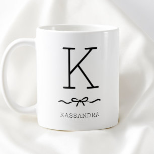 Zwart en Wit Minimalistische Typografie Strik Mono Koffiemok