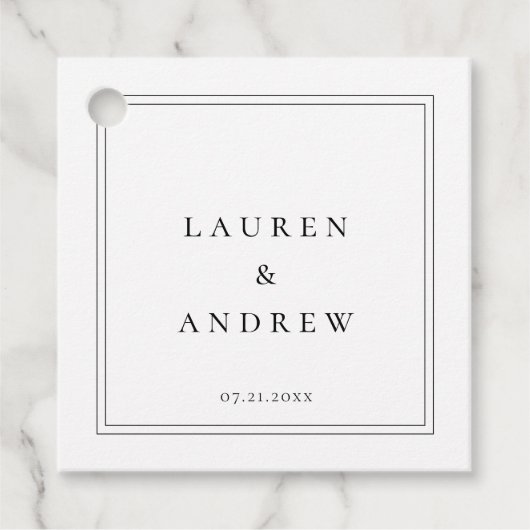 Zwart en wit Modern Classic Minimalist Bedankjes Labels (Voorkant)