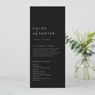 Zwart en wit Modern handgeschreven script bruiloft Programma