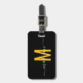 Zwart en wit | Modern monogram Bagagelabel (Voorkant verticaal)