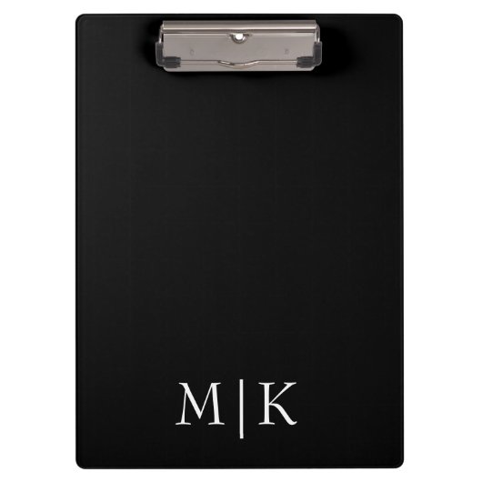 Zwart en wit | Modern monogram Klembord (Voorkant)