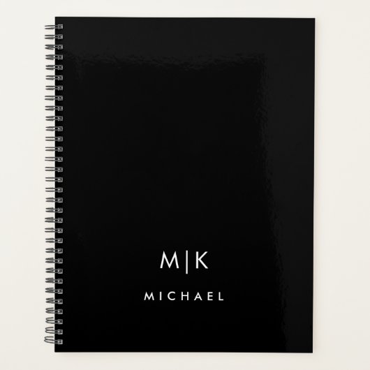 Zwart en wit | Modern monogram Planner (Voorkant)