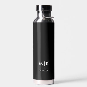 Zwart en wit Modern monogram Waterfles