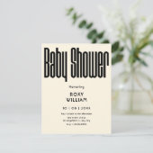 Zwart en wit Modern Retro baby shower Kaart (Staand voorkant)