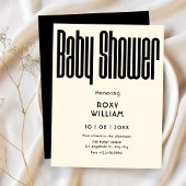 Zwart en wit Modern Retro baby shower Kaart