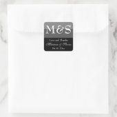 Zwart en wit modern script trouwen vierkante sticker (Tas)