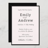 Zwart en wit Moderne bruiloft Uitnodiging (Voorkant / Achterkant)