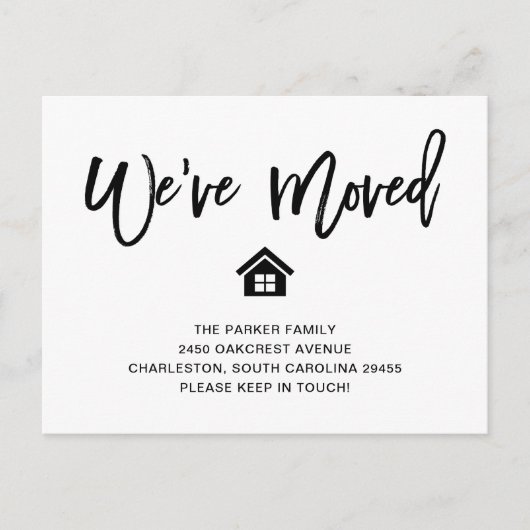Zwart en wit | Moderne mededeling over verplaatsin Briefkaart (Voorkant)
