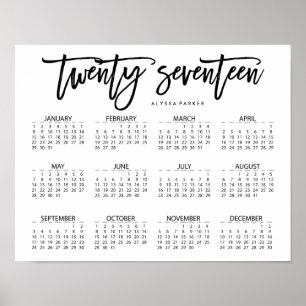 Zwart en Wit Moderne Typografie 2017 Agenda Poster