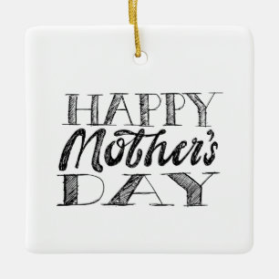 Zwart en wit Moederdag Lettering & Hart Keramisch Ornament