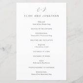 Zwart en wit monogram elegant trouwprogramma (Voorkant)