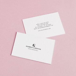 Zwart en Wit Monogram Modern Professioneel Visitekaartje