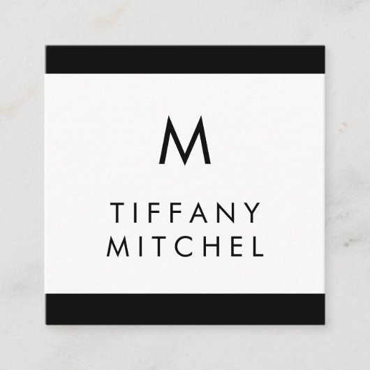 Zwart en wit | Monogram Vierkante Visitekaartje