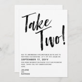 Zwart en wit, neem twee. Uitgestelde bruiloft Save The Date (Voorkant / Achterkant)