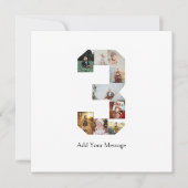 Zwart en Wit Nummer 3 Fotocollage Aankondiging (Voorkant)