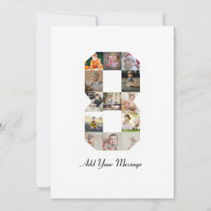 Zwart en Wit Nummer 8 Foto Collage Aankondiging