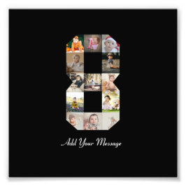 Zwart en Wit Nummer 8 Foto Collage Foto Afdruk